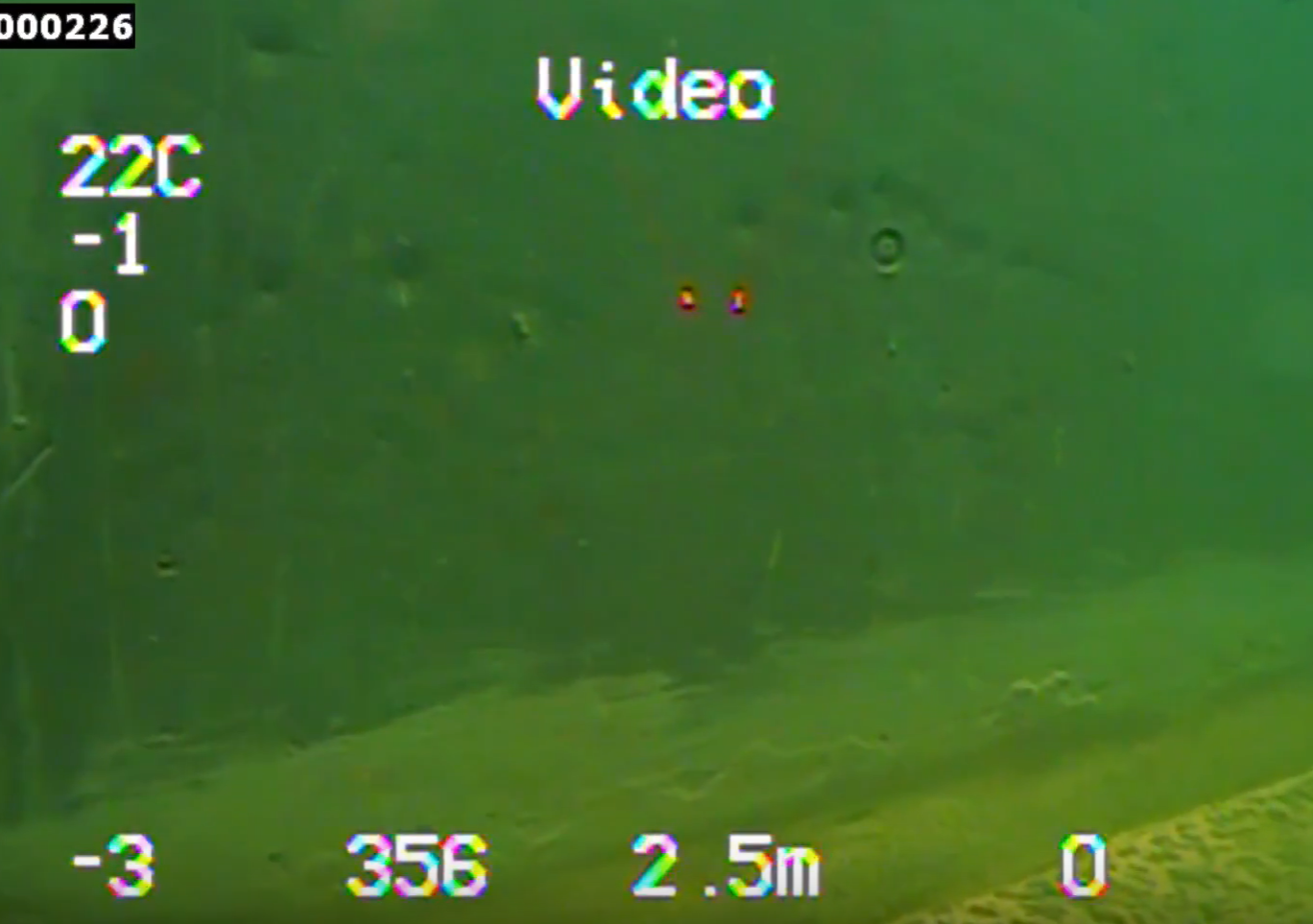 Screenshot of the Deep Trekker ROV screen looking underwater 