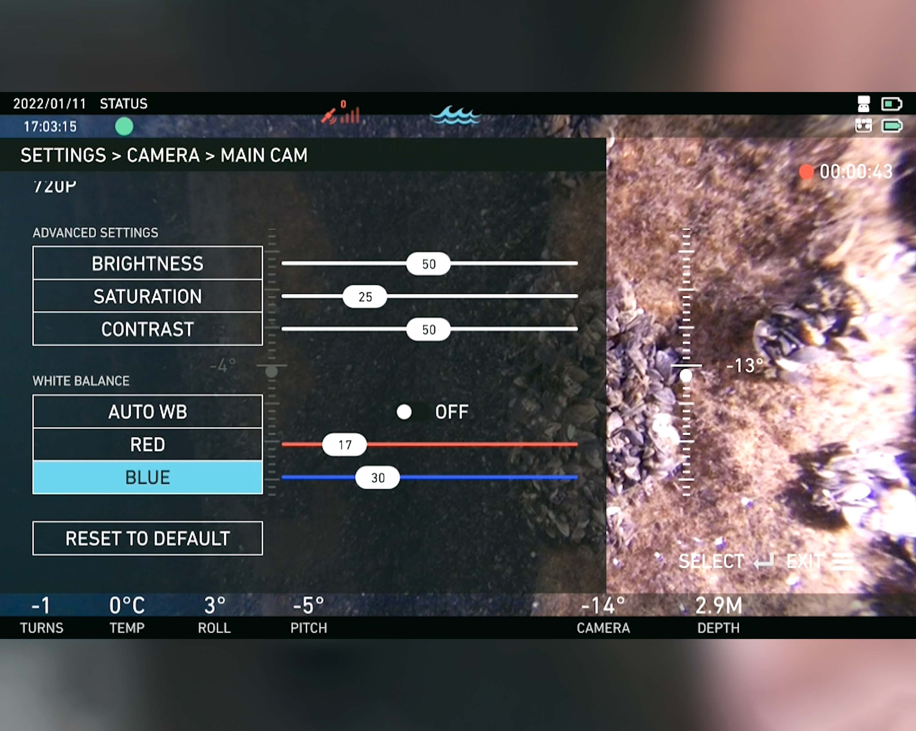 BRIDGE technology camera settings screenshot