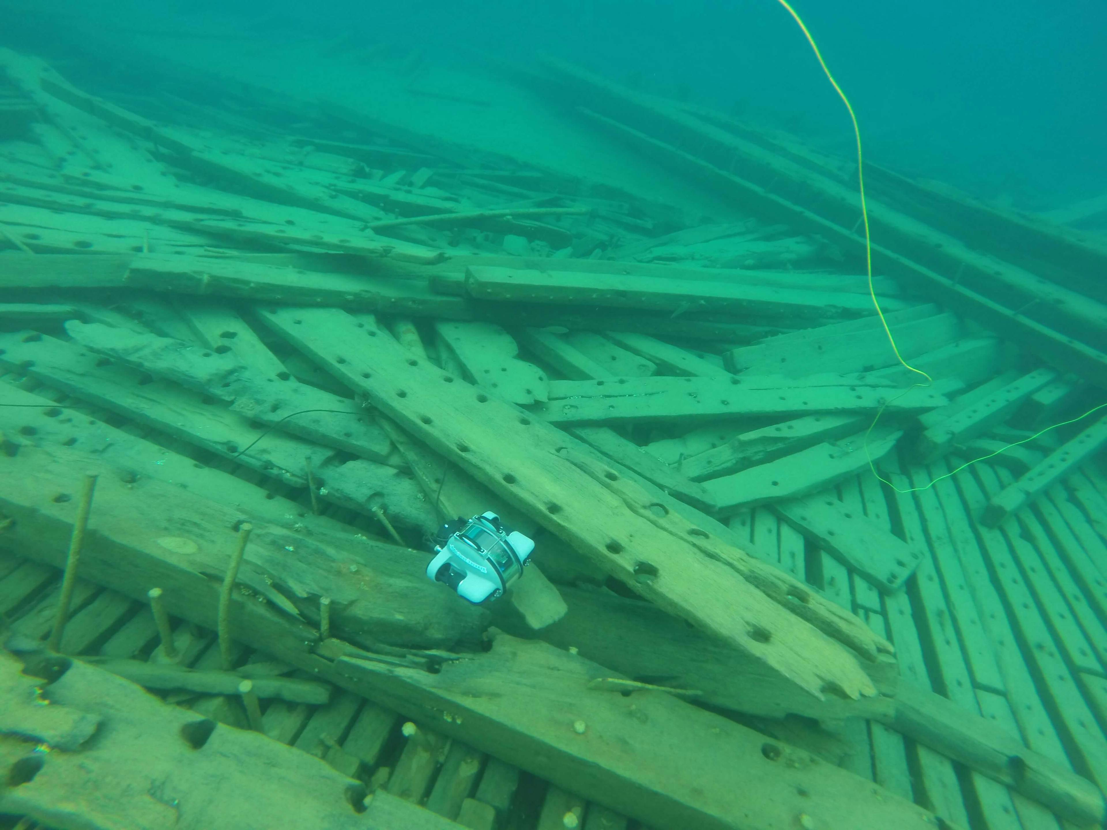 shipwreck behind DTG3 in lake Huron shot on a GoPro