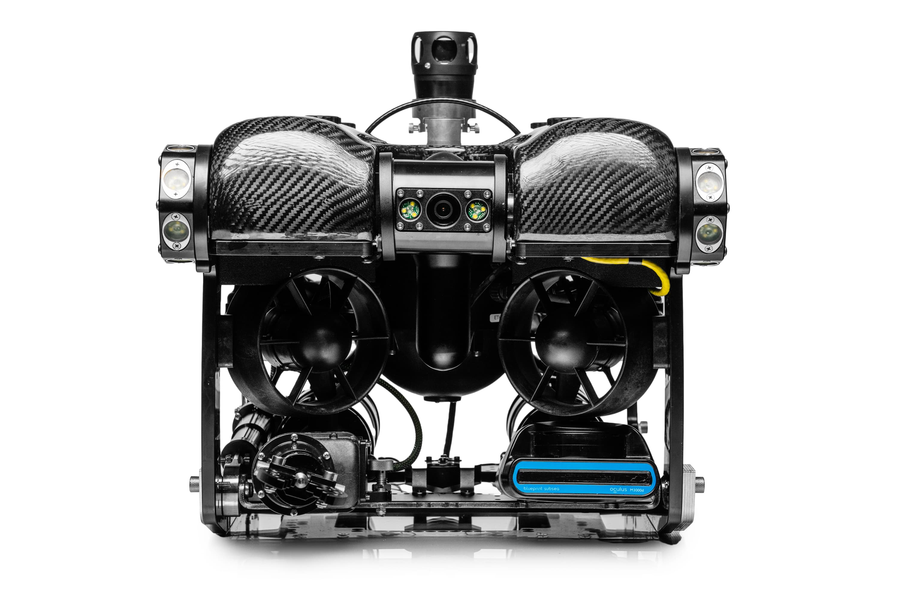 Deep Trekker Pivot ROV showcasing enhanced 4k Camera in black background