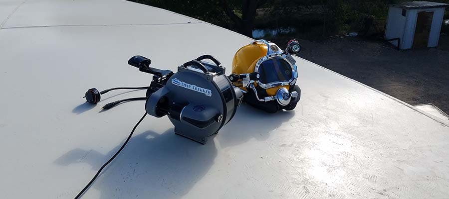 ROV inspections commercial diver helment